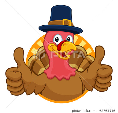 Turkey Pilgrim Hat Thanksgiving Cartoon Character Turkey Pilgrim Hat Thanksgiving Cartoon Character 68763546