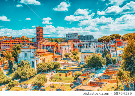 Beautiful landscape of the Colosseum in Rome- one Beautiful landscape of the Colosseum in Rome- one 68764189