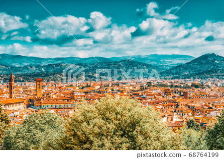 Beautiful landscape above, panorama on historical 68764199