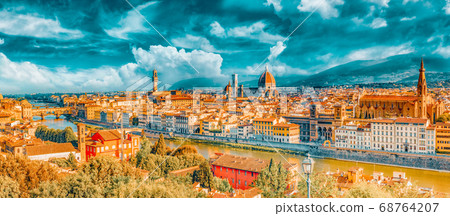 Beautiful landscape above, panorama on historical Beautiful landscape above, panorama on historical 68764207