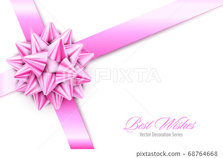 Vector Pink Realistic Bow with Ribbons Isolated on White Background 68764668