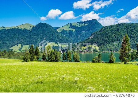 Lake Walchsee near Koessen at the Wilder and Lake Walchsee near Koessen at the Wilder and 68764876