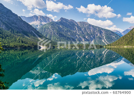 Lake Plansee in the Alps of Austria on a day in Lake Plansee in the Alps of Austria on a day in 68764900