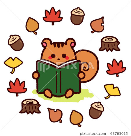 Autumn in Reading: A squirrel character reading a book 68765015