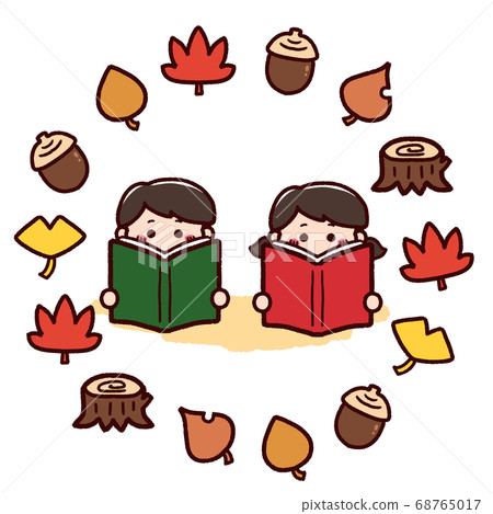 Autumn in reading Children reading books 68765017