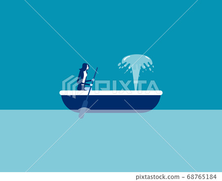Rowing boat and watching the water squirting Rowing boat and watching the water squirting 68765184