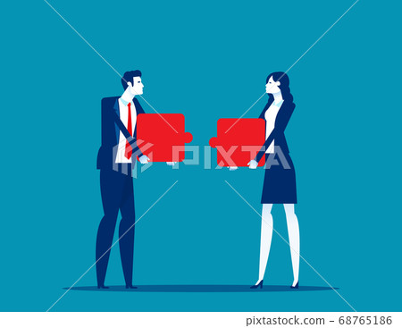 Unmatching pieces of jigsaw puzzle. Business 68765186