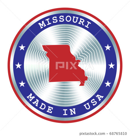 Made in Missouri local production sign, sticker, seal, stamp. Round hologram sign for label design and national marketing Made in Missouri local production sign, sticker, seal, stamp. Round hologram sign for label design and national marketing 68765810