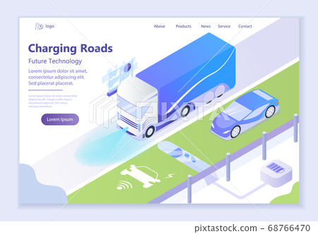 Future technology - Charging Roads, 3d isometric Future technology - Charging Roads, 3d isometric 68766470