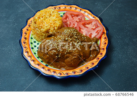 Mexican food Mole Pobrano (black background) Mexican food Mole Pobrano (black background) 68766546