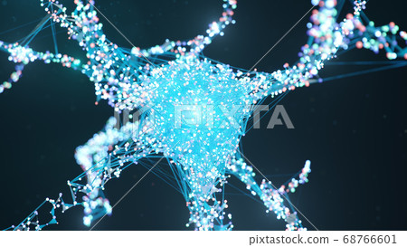 Abstract neural cells. AI neuron. Artificial neural network technology science. Synapses and neuronal cells send electrical signals. Cloud computing, transmission of information, 3d illustration 68766601