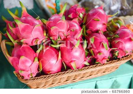 Dragon fruit in the basket for sale in the fruit Dragon fruit in the basket for sale in the fruit 68766860