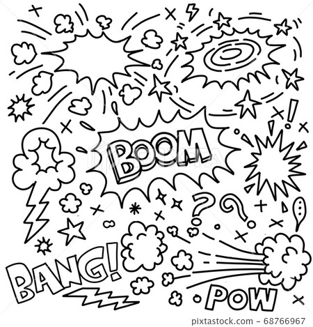 Sticker icons hand drawn doodle , boom balloon - Stock Illustration ...