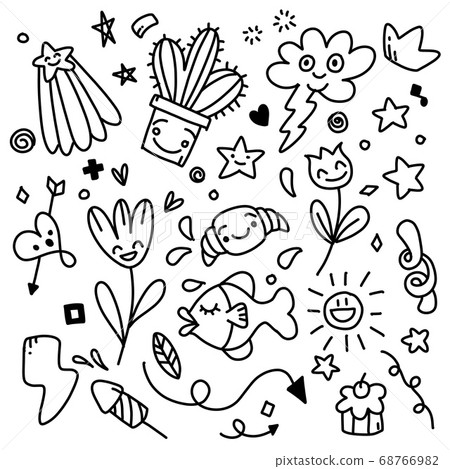 Sticker icons hand drawn doodle Sticker icons hand drawn doodle 68766982