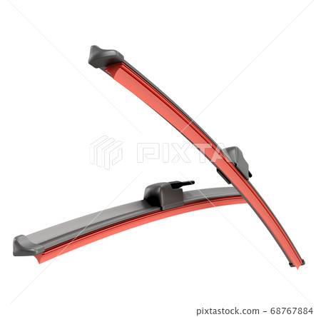 car wipers with red silicone coating 3d render car wipers with red silicone coating 3d render 68767884