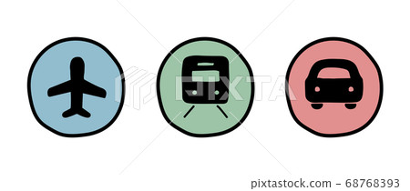 集手寫的飛機，汽車和火車圖標/車輛/運輸/剪影/業務 68768393