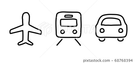 集手寫的飛機，汽車和火車圖標/車輛/運輸/剪影/業務 68768394