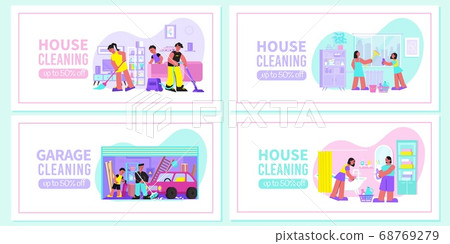 Spring Cleaning Flat Banners Spring Cleaning Flat Banners 68769279