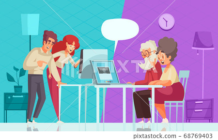 Grandparents And Technology Background 68769403