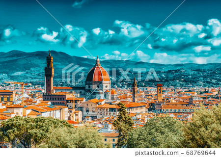 Beautiful landscape above, panorama on historical 68769644