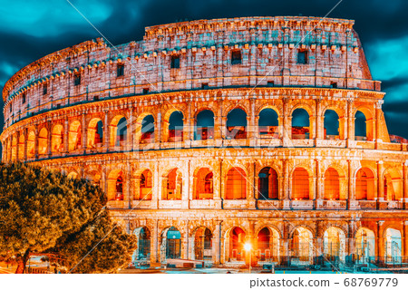 Beautiful landscape of the Colosseum in Rome- one Beautiful landscape of the Colosseum in Rome- one 68769779