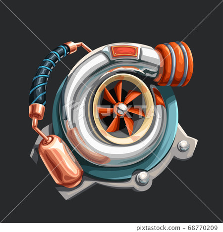 realistic chrome turbo charger with copper detail 68770209