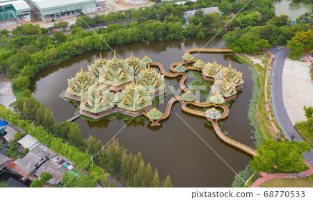 Aerial top view of The Ancient Siam City, the 68770533
