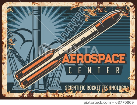 Aerospace center vector vintage rusty metal plate 68770809