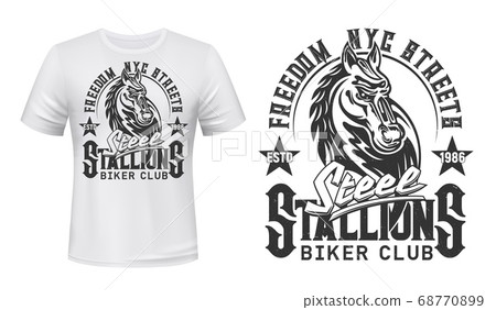 Tshirt print with horse stallion biker club mascot 68770899