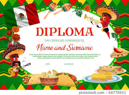 School education diploma, vector chilli peppers School education diploma, vector chilli peppers 68770931