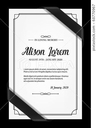 Funeral card vector template with black frame Funeral card vector template with black frame 68770967