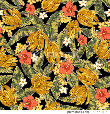 Tropical plant and banana aloha pattern, 68771003