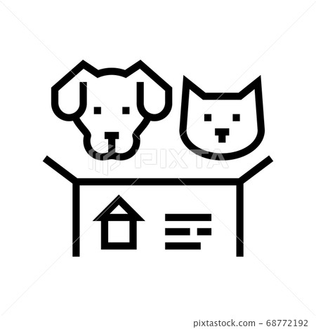 dog and cat looking new house line icon vector illustration dog and cat looking new house line icon vector illustration 68772192