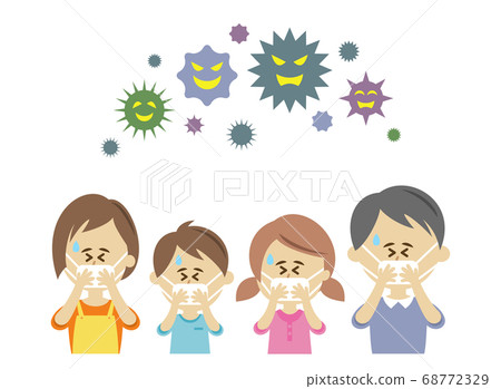 Illustration image where the whole family was infected by a virus 68772329