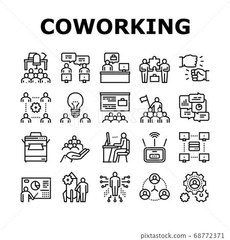 Coworking Service Collection Icons Set Vector - Stock Illustration ...