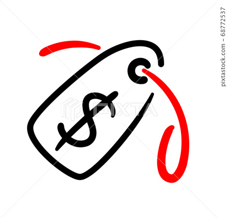 Price tag outline logo in hand drawn style. Sell line symbol with red elements illustration, sign, emblem. Round sale banner badge. Vector graphic discount coupon isolated on white background Price tag outline logo in hand drawn style. Sell line symbol with red elements illustration, sign, emblem. Round sale banner badge. Vector graphic discount coupon isolated on white background 68772537