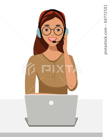 Vector character illustration hotline Call center 68772581
