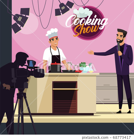 TV cooking show broadcasting food preparation TV cooking show broadcasting food preparation 68773417
