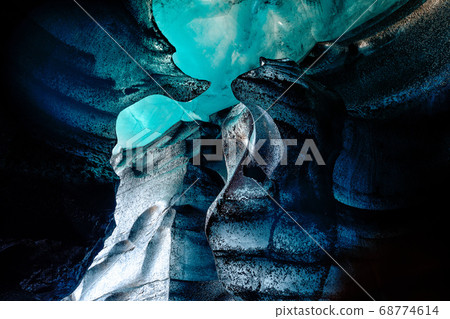 Blue crystal ice cave, underground beneath the 68774614