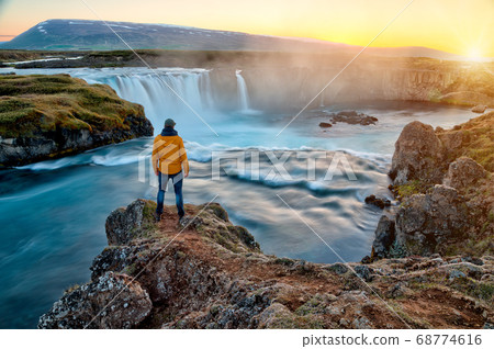 Beautiful landscape with old compass on traveler's Beautiful landscape with old compass on traveler's 68774616