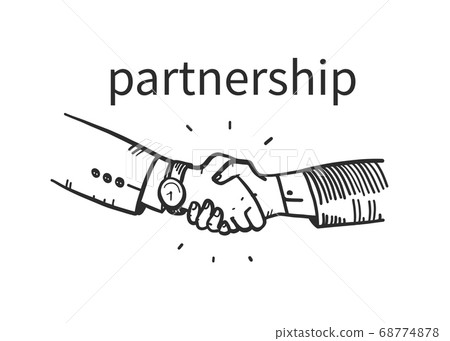 Business man hands shake hand drawn concept. Office people shaking hands. 68774878