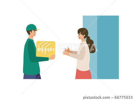 一個女人接受快遞的插圖 68775033