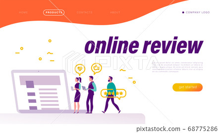 Online review concept. Landing page design, interface template, mobile app, ui. 68775286