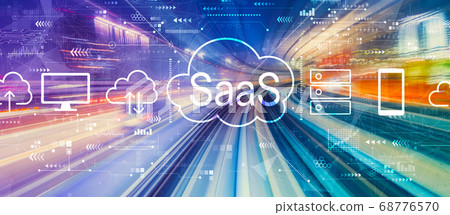 SaaS - software as a service concept with high speed motion blur 68776570
