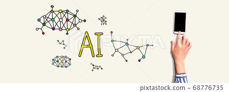 AI with person using smartphone AI with person using smartphone 68776735