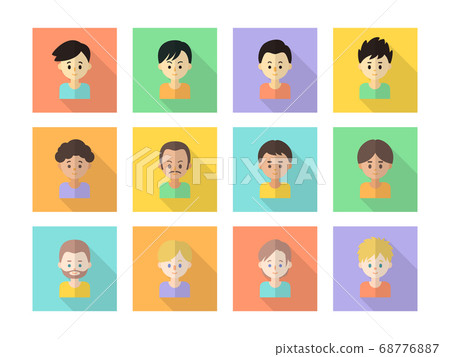 Flat icons of various multinational men Flat icons of various multinational men 68776887