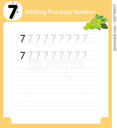 Writing practice number seven - Stock Illustration [68776927] - PIXTA