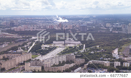 Aerial view of center of Moscow from observation deck  Federation Tower in International Business Center (City), Russia.  68777687