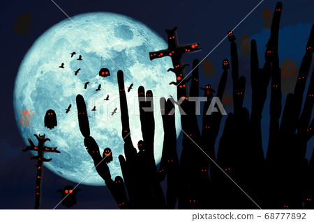 Super corn blue moon birds and silhouette cactus 68777892