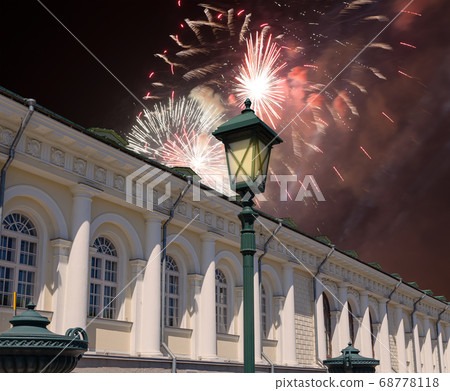 Fireworks over the Manege Exhibition Hall (Manege Square near the Kremlin), Moscow. Russia 68778118